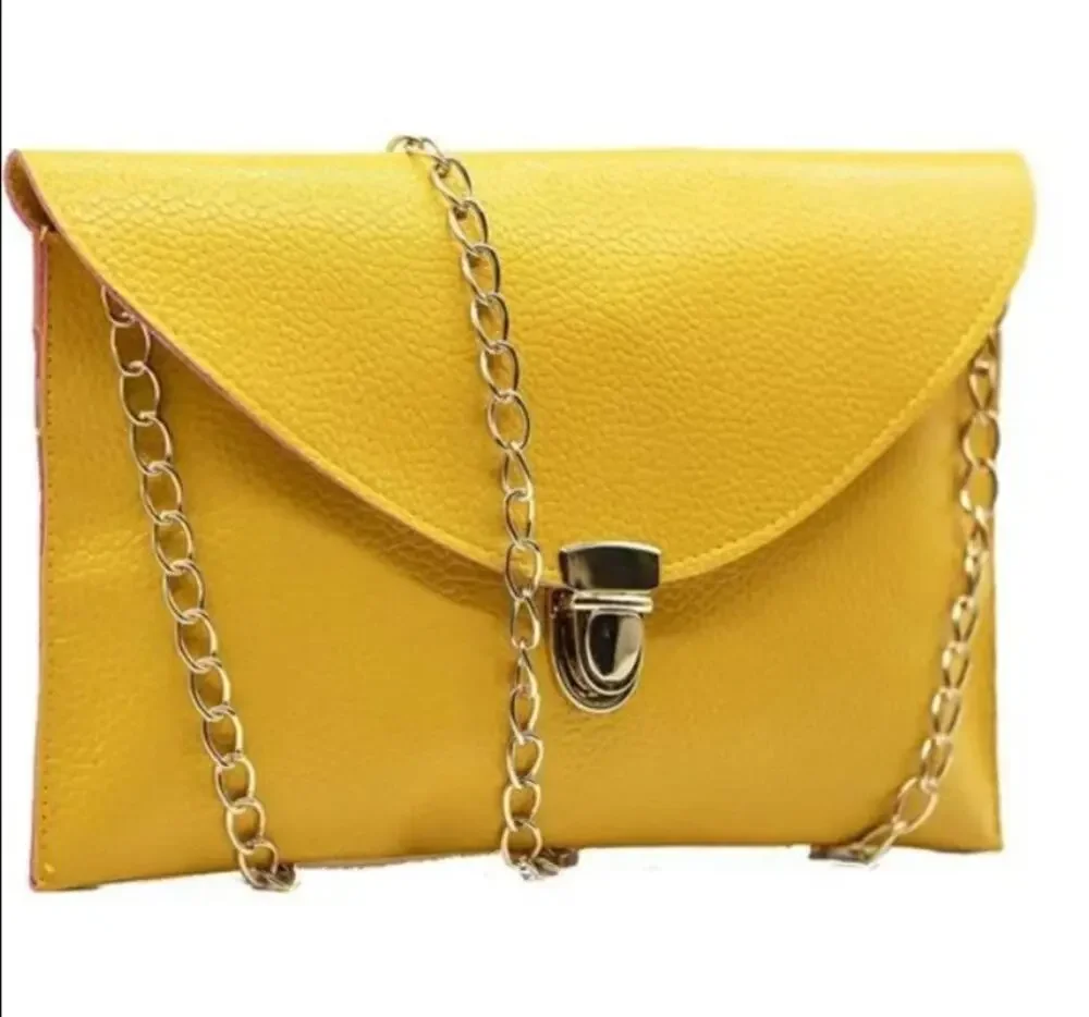 Vegan Pebbled Leather Conververtible Clutch Purse Shoulder Bag gold chain clasp